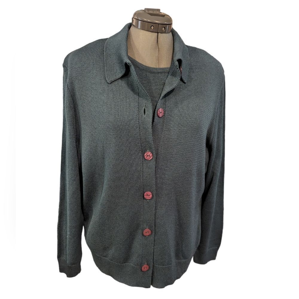 Vintage Philippe Marques women's green sweater set size 10‎